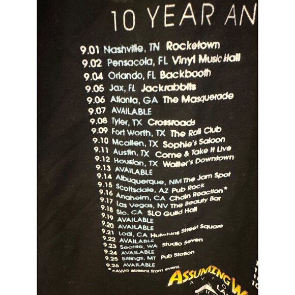 Metro Station Avion Roe 10 Year Ann Tour T-Shirt Lancifer assuming we survive - Picture 5 of 6